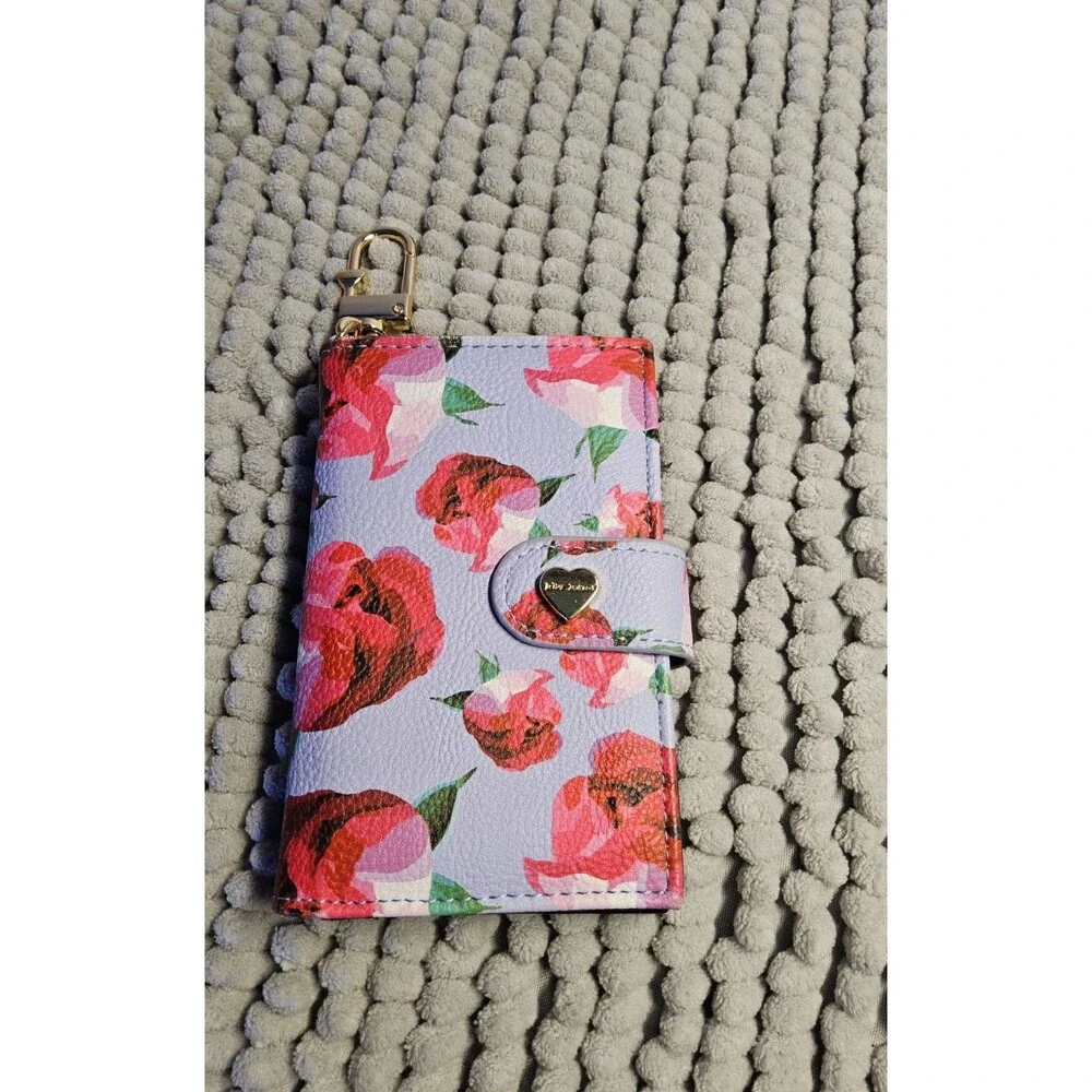 Preloved Betsey Johnson Flap Wallet Lavender  with rose floral pattern